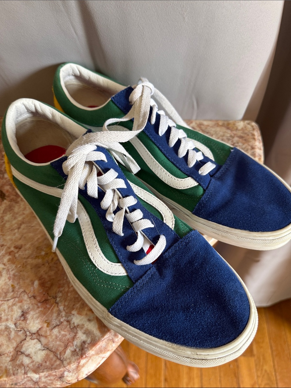 Vans Men's Low-Top Sneakers in Green, Blue & yellow suede